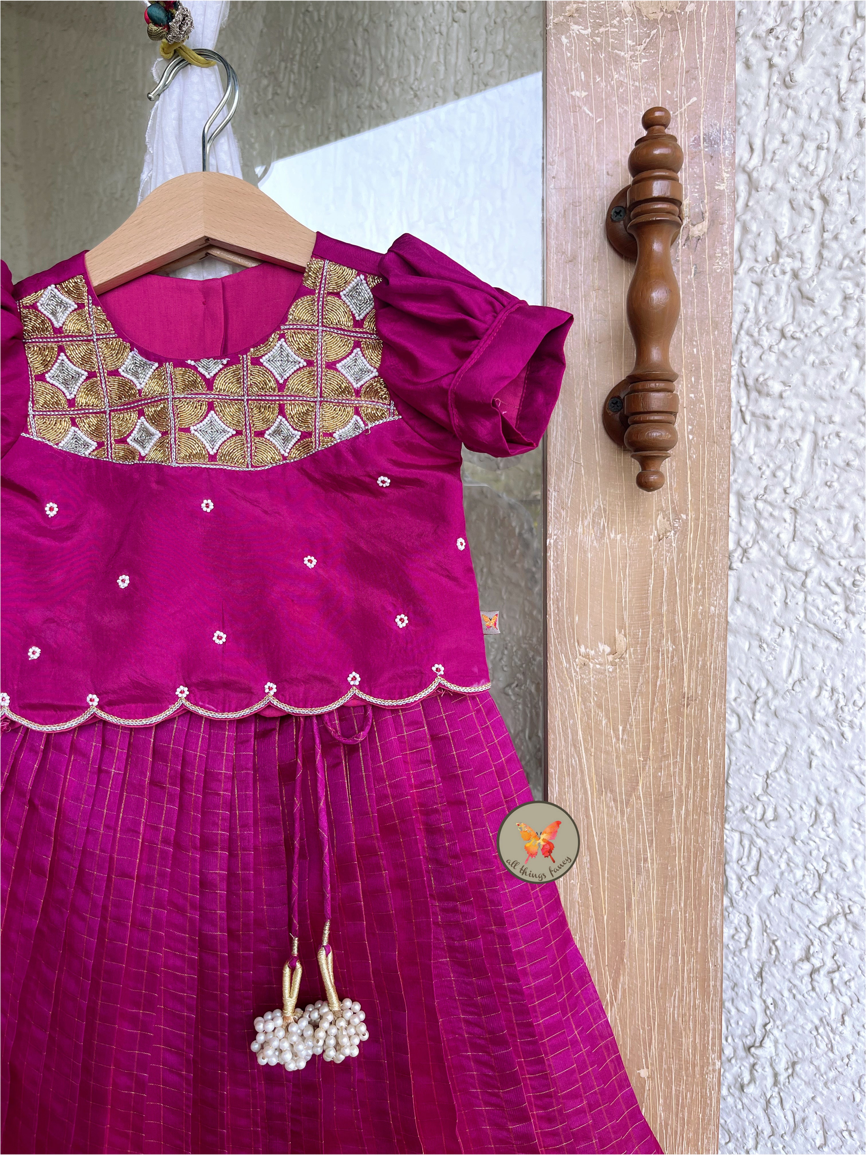 Pattu Lehenga- Berry