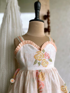 Cross stitch sweetheart dress- Peachy pink