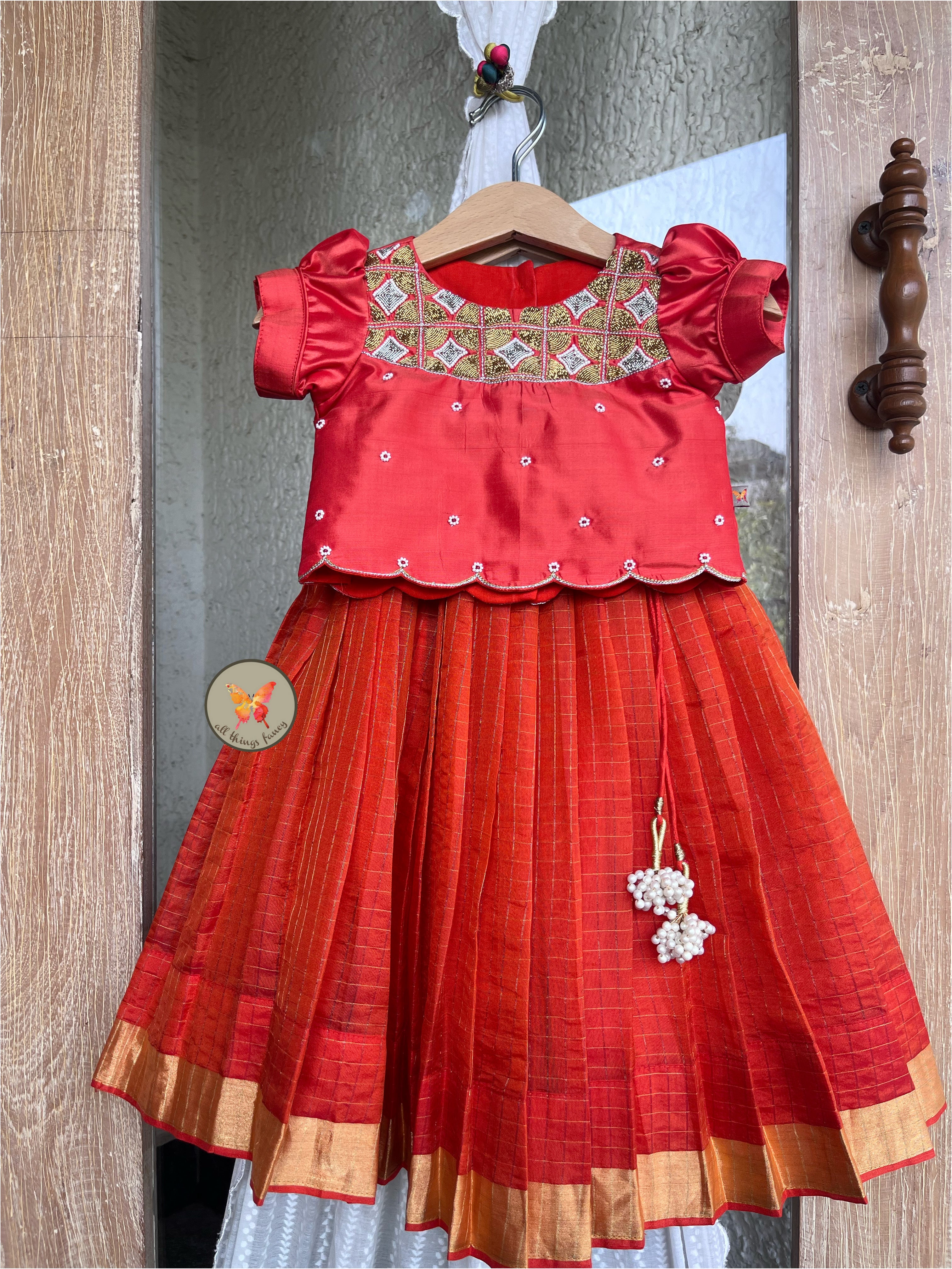 Pattu Lehenga- Narangi