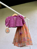 Load image into Gallery viewer, Honeycomb Bomber Jacket with Print lehenga-Purple
